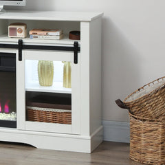 TV Console with Electric Fireplace, Open Storage and Side Cabinets