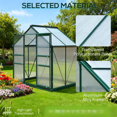 Greenhouse 6' x 4' for Outdoors, Polycarbonate Greenhouse with Rain Gutter and Roof Vent