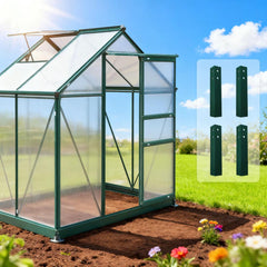 Greenhouse 6' x 4' for Outdoors, Polycarbonate Greenhouse with Rain Gutter and Roof Vent