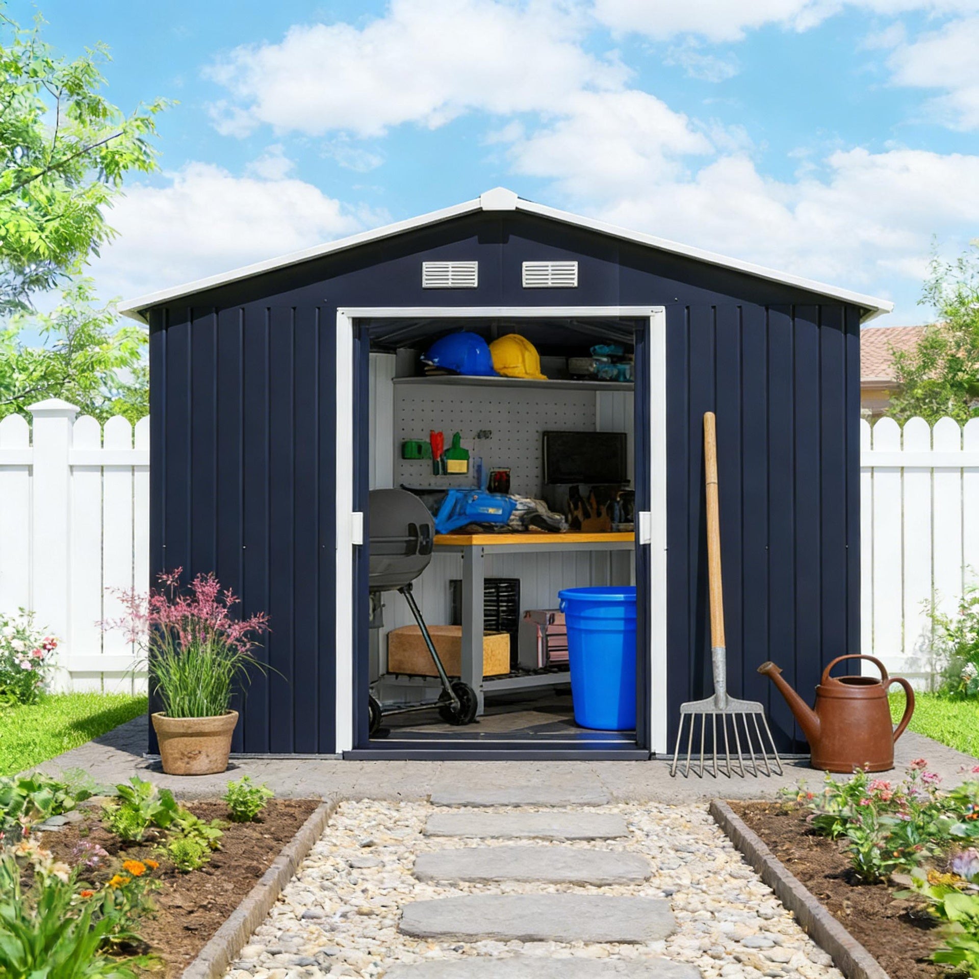 Spacious Metal Tool Shed,Outdoor Storage Shed
