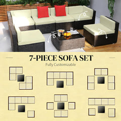 Patio Sectional Sofa Set,Outdoor Furniture Conversation Sets,7-Piece Patio Furniture Set