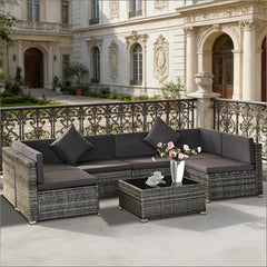 7-Piece Outdoor Wicker Sofa Set,Outdoor Conversation Sofa Set,Garden Rattan Furniture Set
