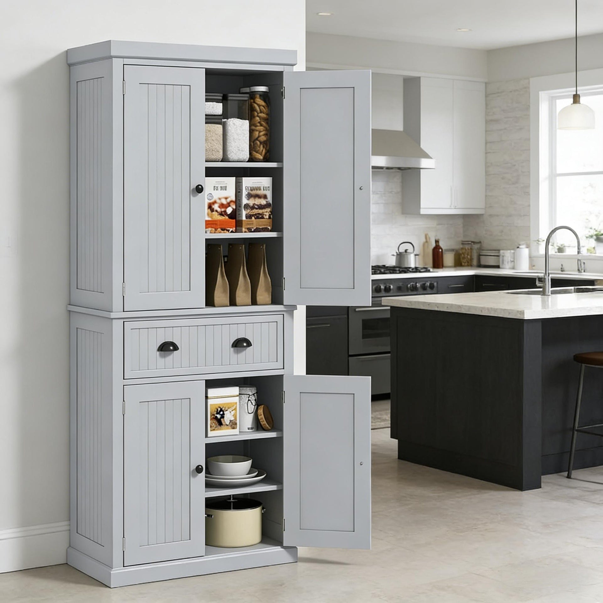 Tall Home Cabinet,Foyer Storage Cabinet,Kitchen Pantry Cabinet,Freestanding Storage Cabinet