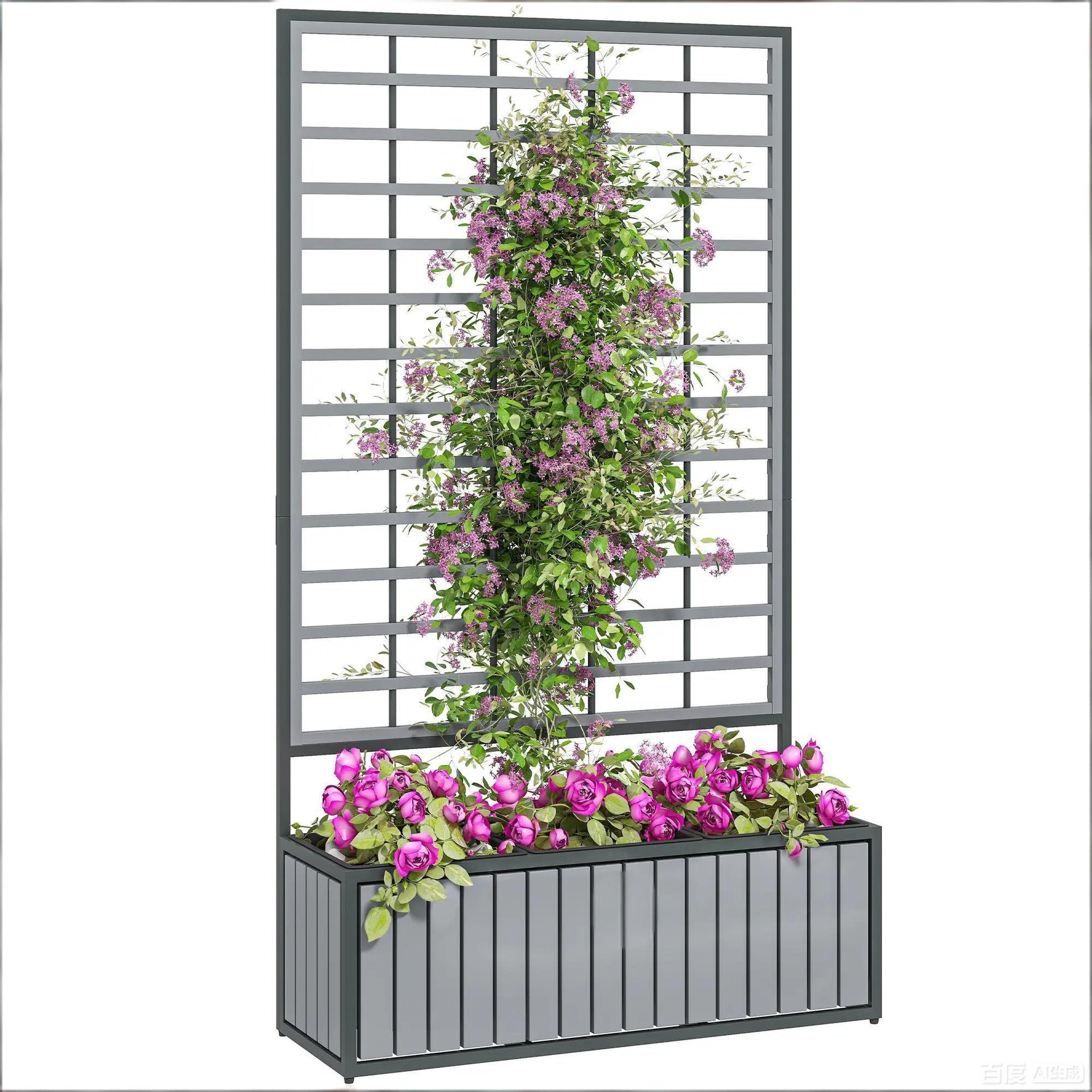 Wooden Raised Garden Bed with Trellis