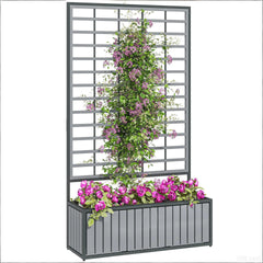 Wooden Raised Garden Bed with Trellis