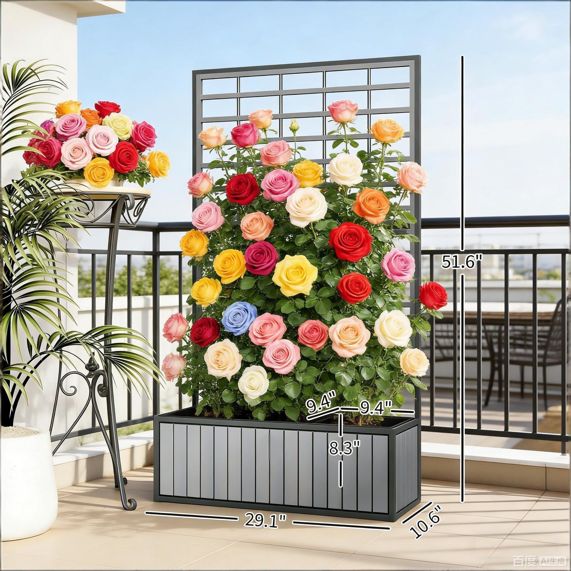 Wooden Raised Garden Bed with Trellis