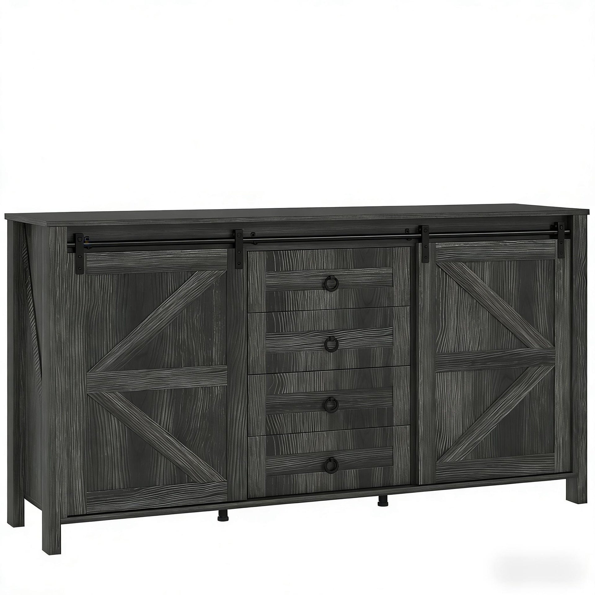 Farmhouse Sideboard with Sliding Barn Doors Buffet Cabinet