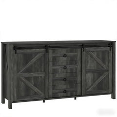 Farmhouse Sideboard with Sliding Barn Doors Buffet Cabinet