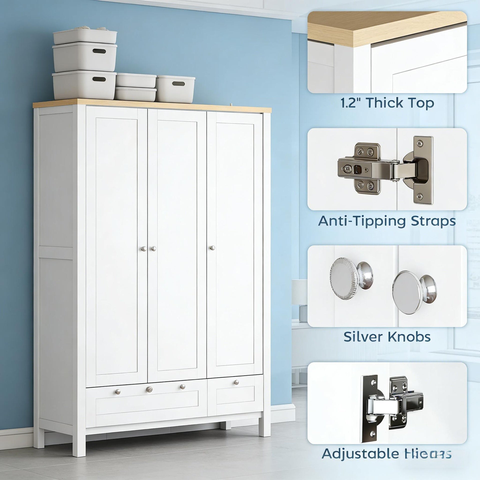 3 Doors Wardrobe Closet