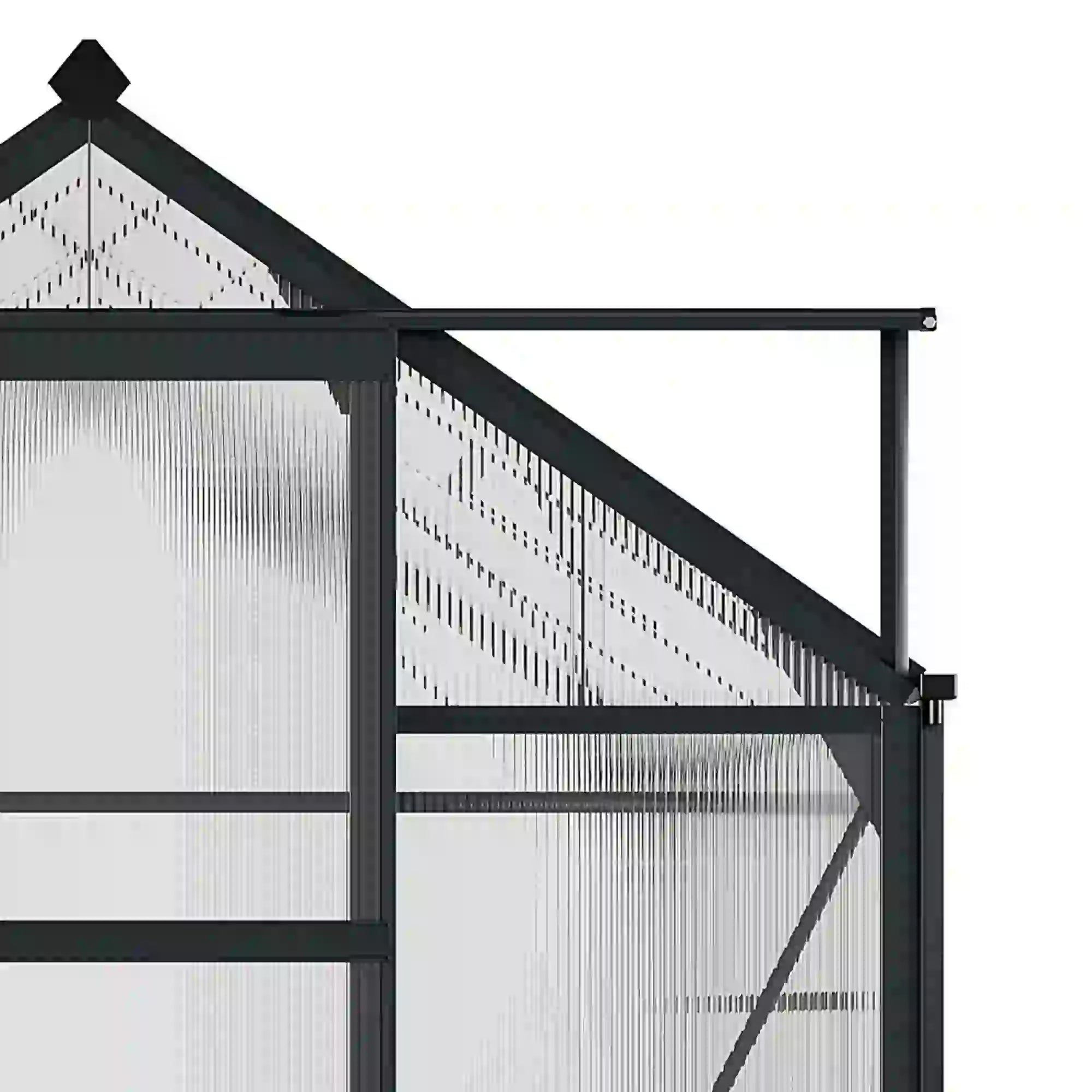 6.2'x8.3'x6.6' Gray Outdoor Aluminum Walk-in Polycarbonate Greenhouse