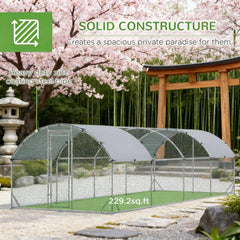 9.2'W x 24.9'D x 6.5'H Chicken Coop Large Metal Chicken Coop  for Yard, Outdoor, Duck, Rabbit