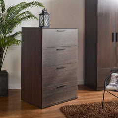 Oliver Farmhouse Four-Drawer Jumbo Chest in Dark Brown