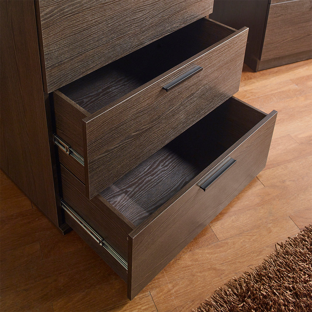 Oliver Farmhouse Four-Drawer Jumbo Chest in Dark Brown