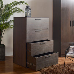 Oliver Farmhouse Four-Drawer Jumbo Chest in Dark Brown