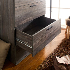 Oliver Farmhouse Four-Drawer Jumbo Chest in Rustic Gray