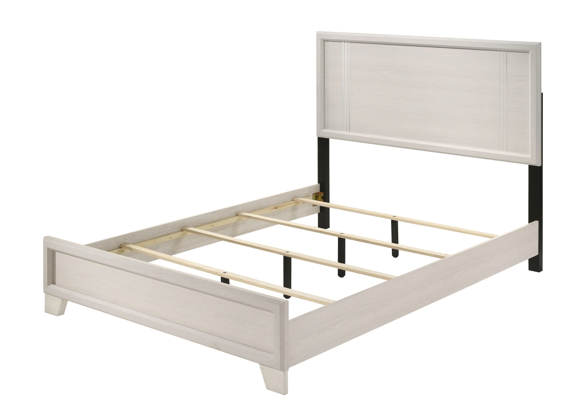 Contemporary 1pc Queen Size Panel Bed Wooden Bedroom Furniture White/Beige Finish