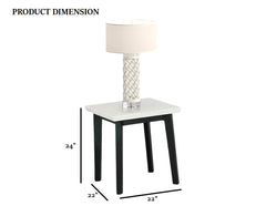 Contemporary Style Square End Table Marble Top White And Black Finish Primary Living Room