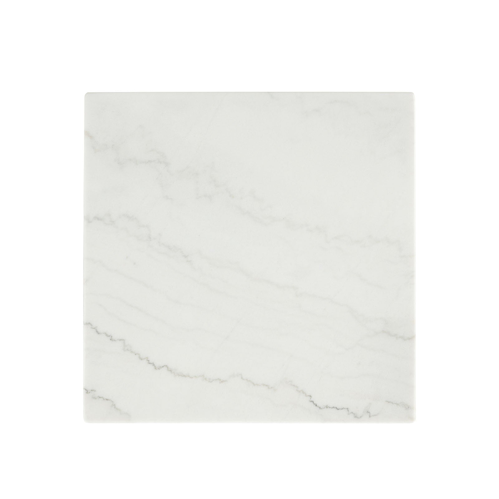 Contemporary Style Square End Table Marble Top White And Black Finish Primary Living Room