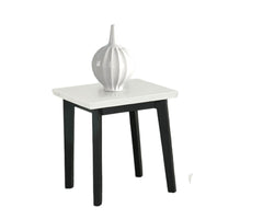 Contemporary Style Square End Table Marble Top White And Black Finish Primary Living Room