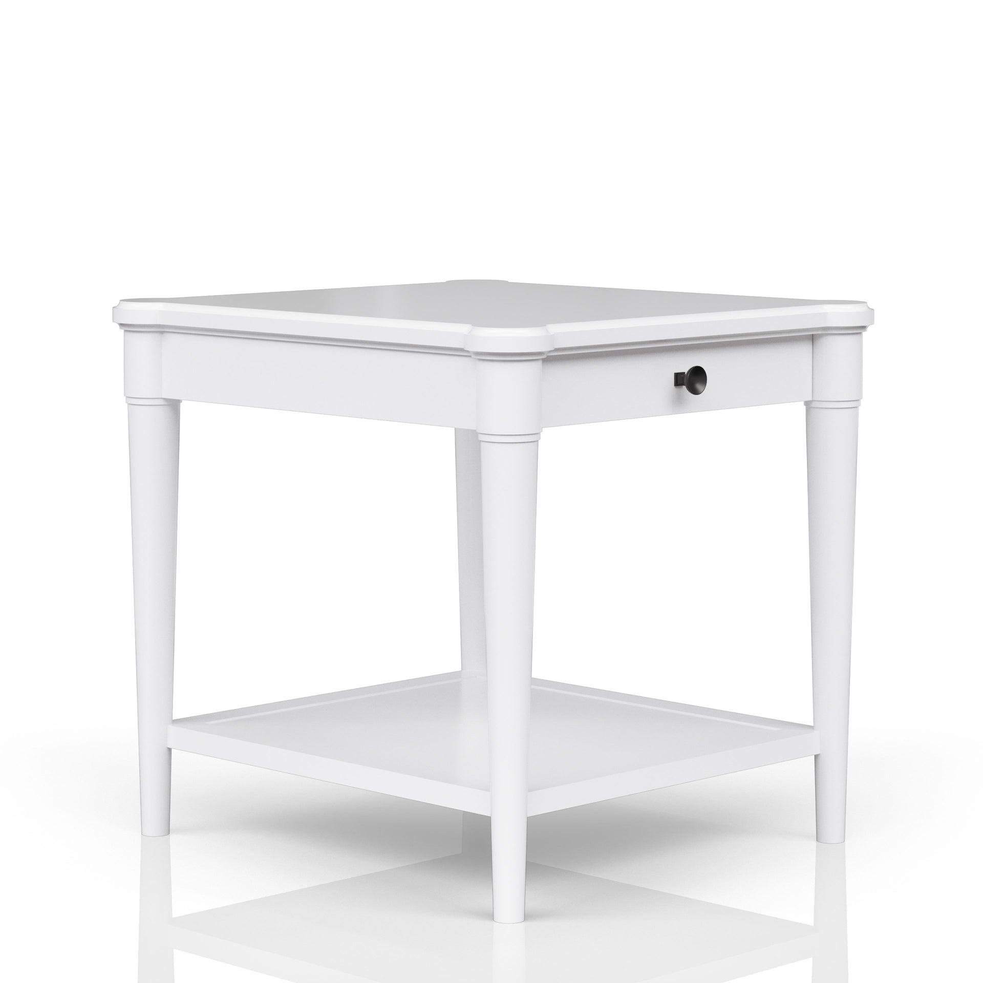 White Finished End Table With Storage Drawer