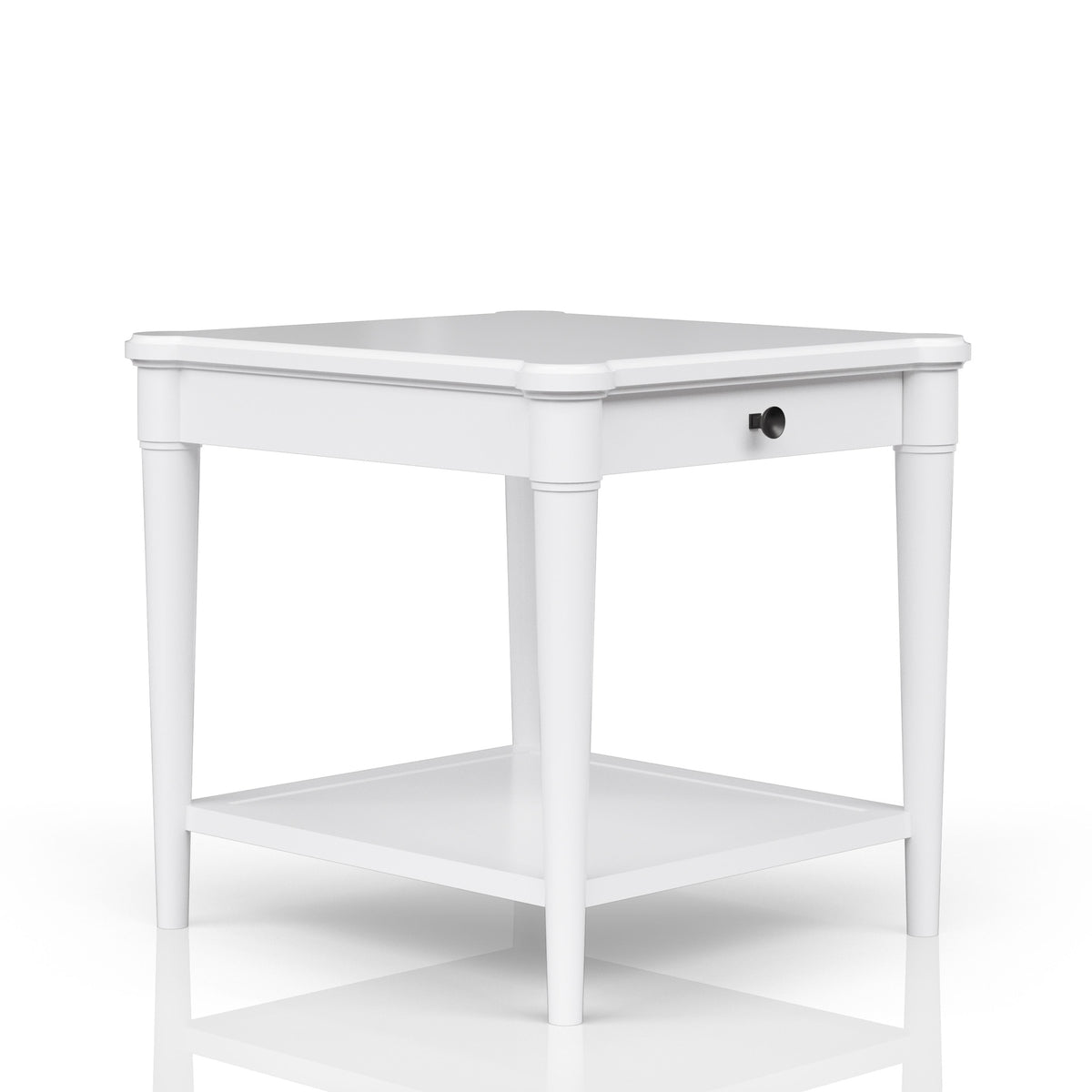 White Finished End Table With Storage Drawer