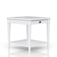 White Finished End Table With Storage Drawer