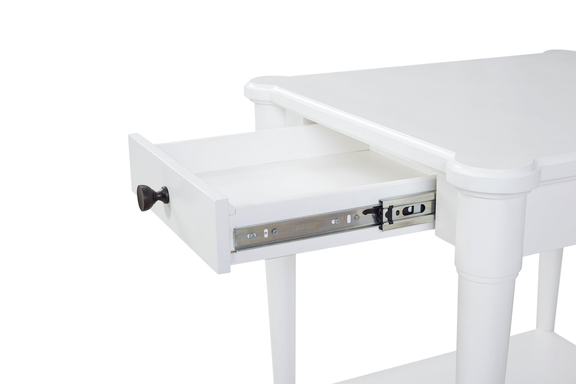 White Finished End Table With Storage Drawer