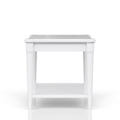 White Finished End Table With Storage Drawer