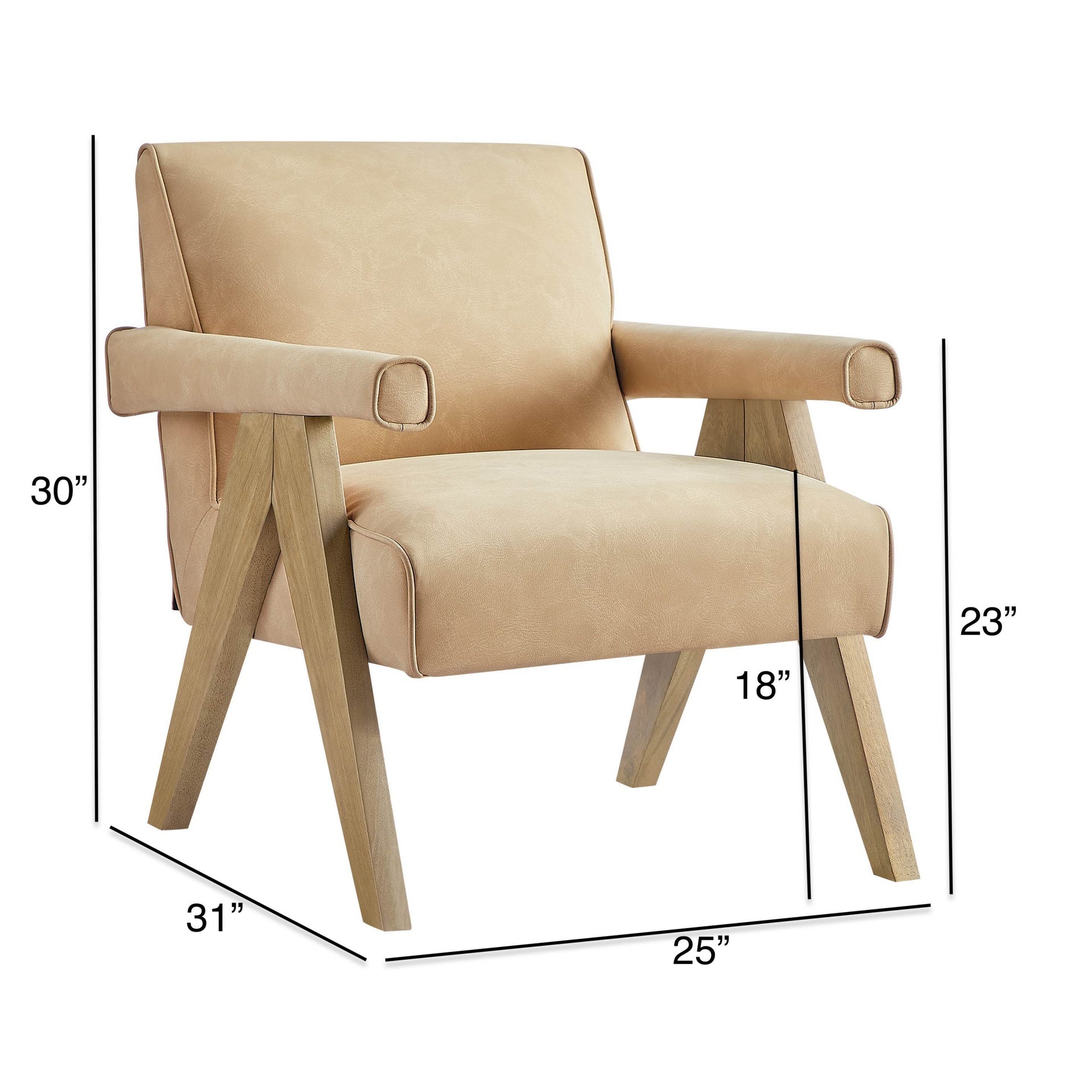 Nessi Modern Faux Leather Arm Chair - Sand