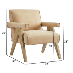 Nessi Modern Faux Leather Arm Chair - Sand