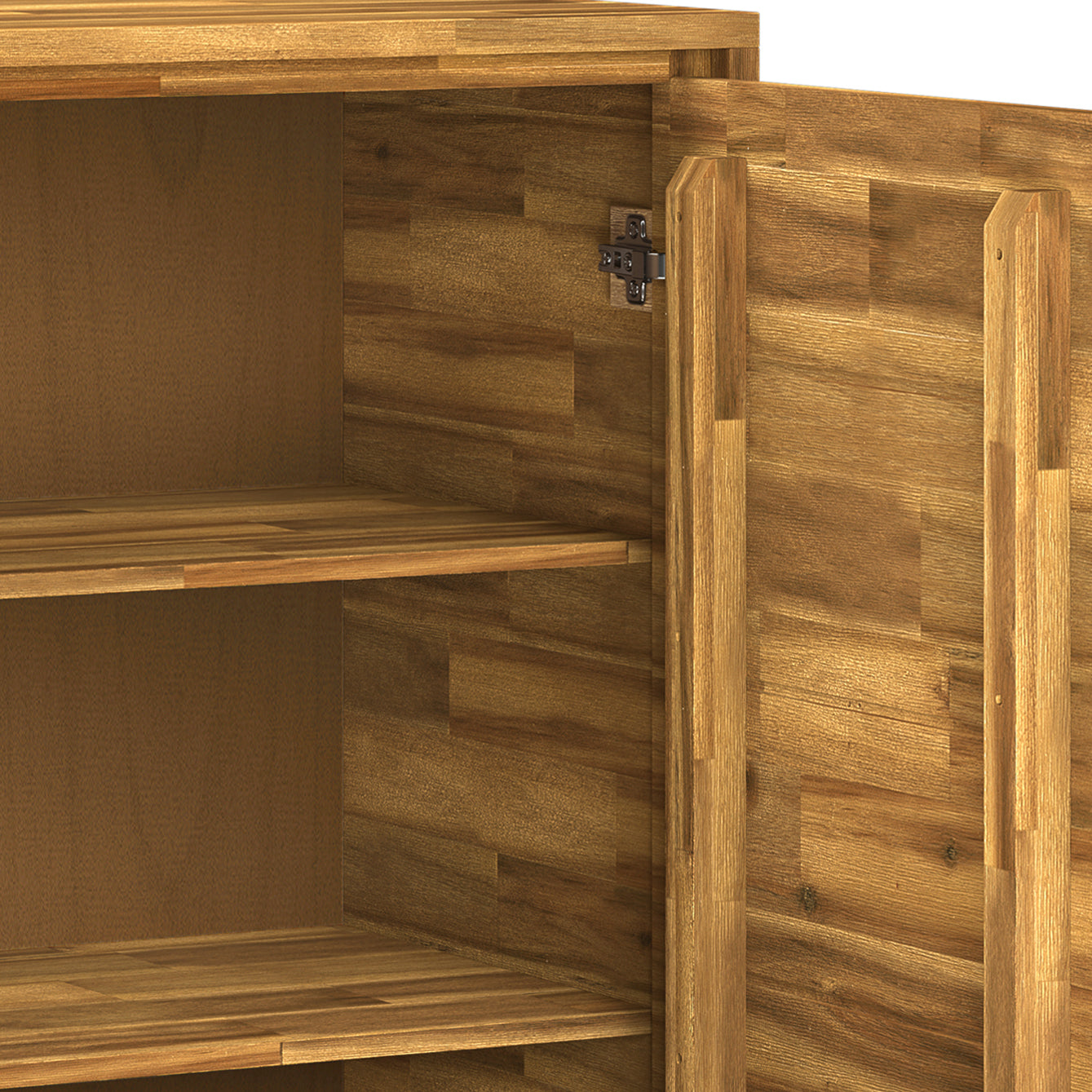 Lowry 39 inch Wide Solid Acacia Wood Medium Storage Cabinet in Distressed Golden Wheat