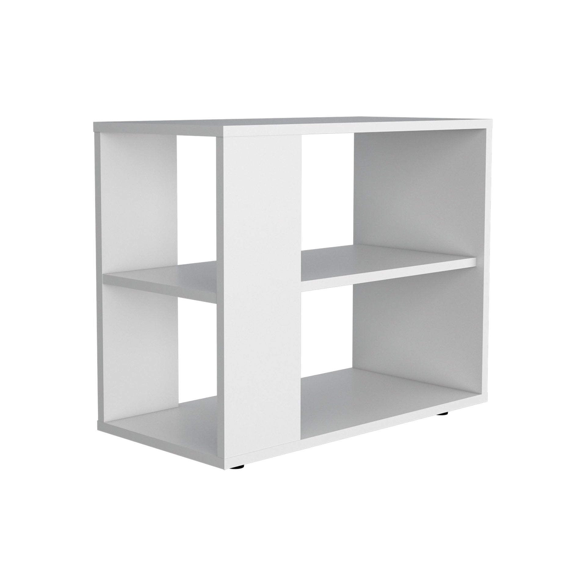 Rio Verde Side Table in Melamine with Open Storage, White
