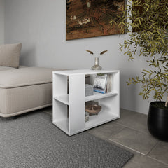 Rio Verde Side Table in Melamine with Open Storage, White