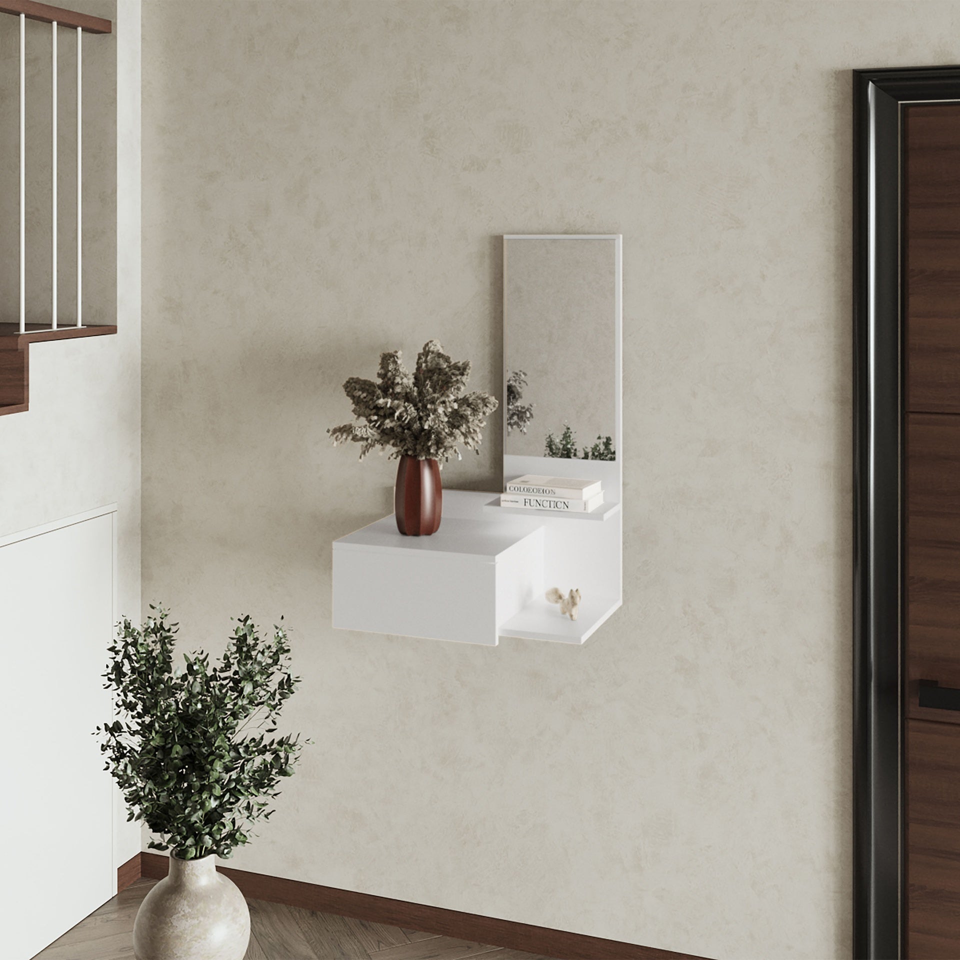 Elgin Floating Vanity with Included Mirror, White