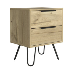 Nuvo Nightstand,Two Drawers, Hairpin Legs