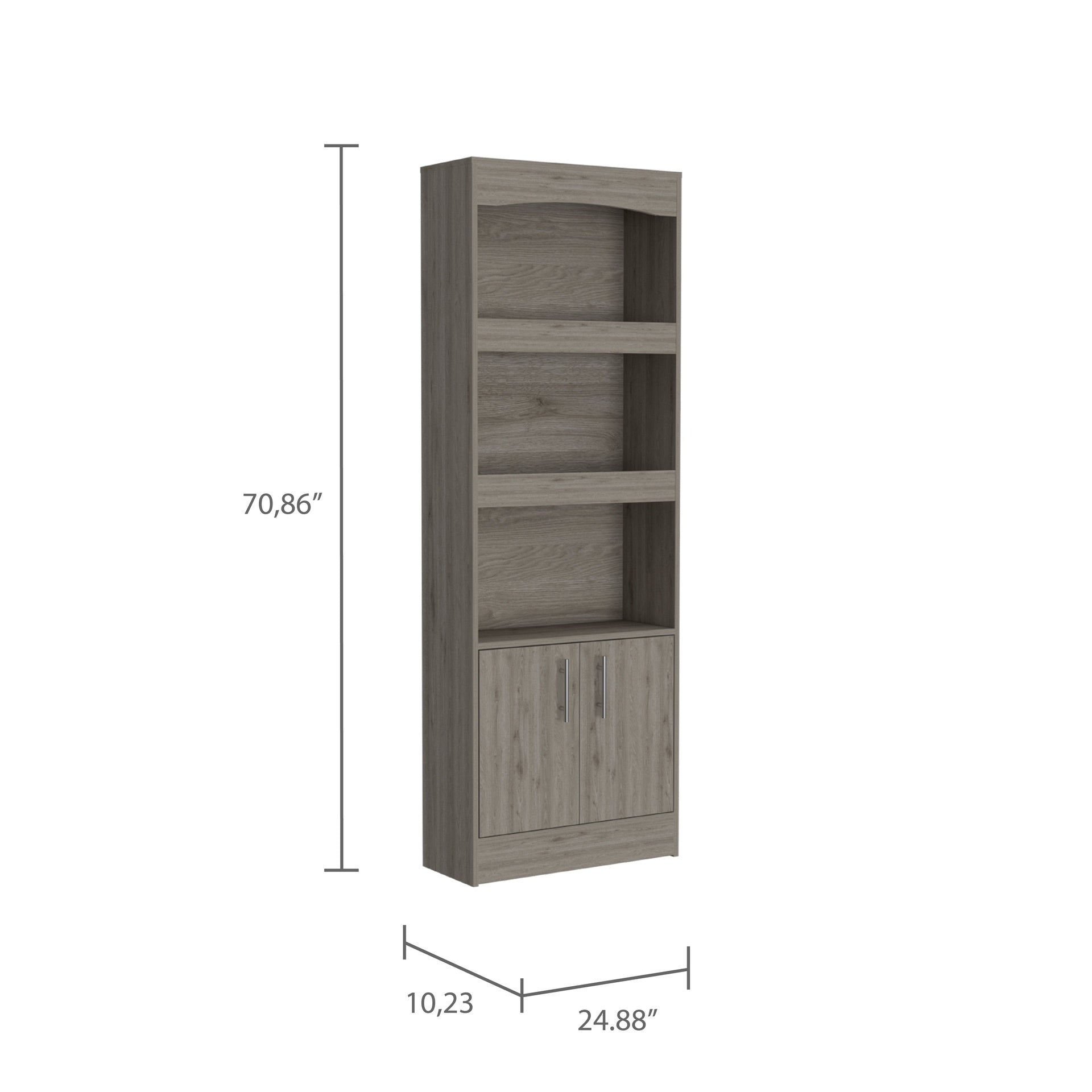 Durango Bookcase, Three Shelves, Double Door Cabinet