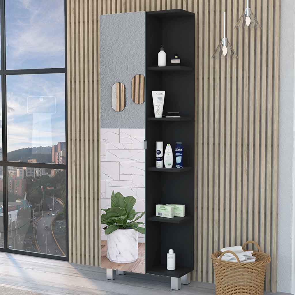 Los Angeles Linen  Cabinet, Mirror, Five Shelves
