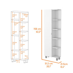 Los Angeles Linen  Cabinet, Five Shelves, One Cabinet, Divisions