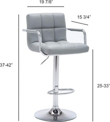 Contemporary Adjustable Swivel Arm Bar Stool with Cushion, Gray