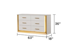 Obsession Contemporary Style 6-Drawer Dresser Made with Wood & Gold Finish(Includes Only dresser) same as G150108856 (NJ inventory)