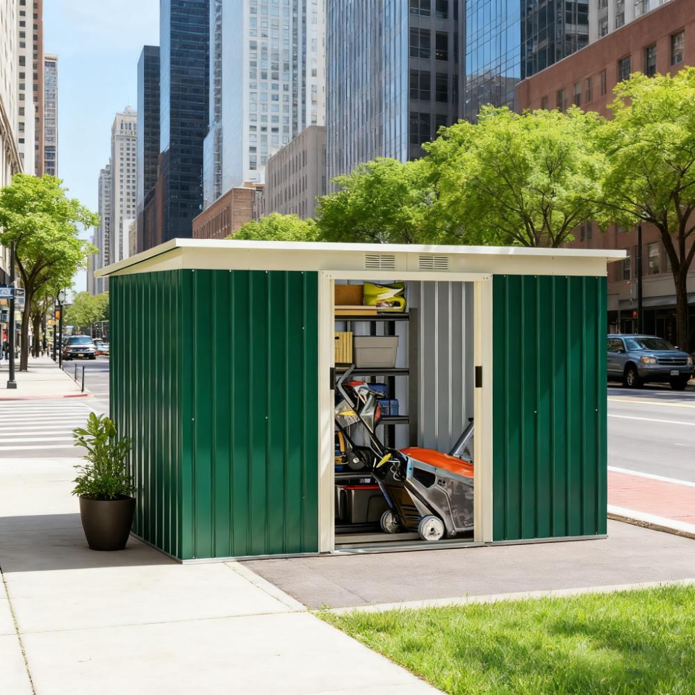 Garden Storage Shed Metal Outdoor Storage Shed, Tool House with Double Lockable Doors