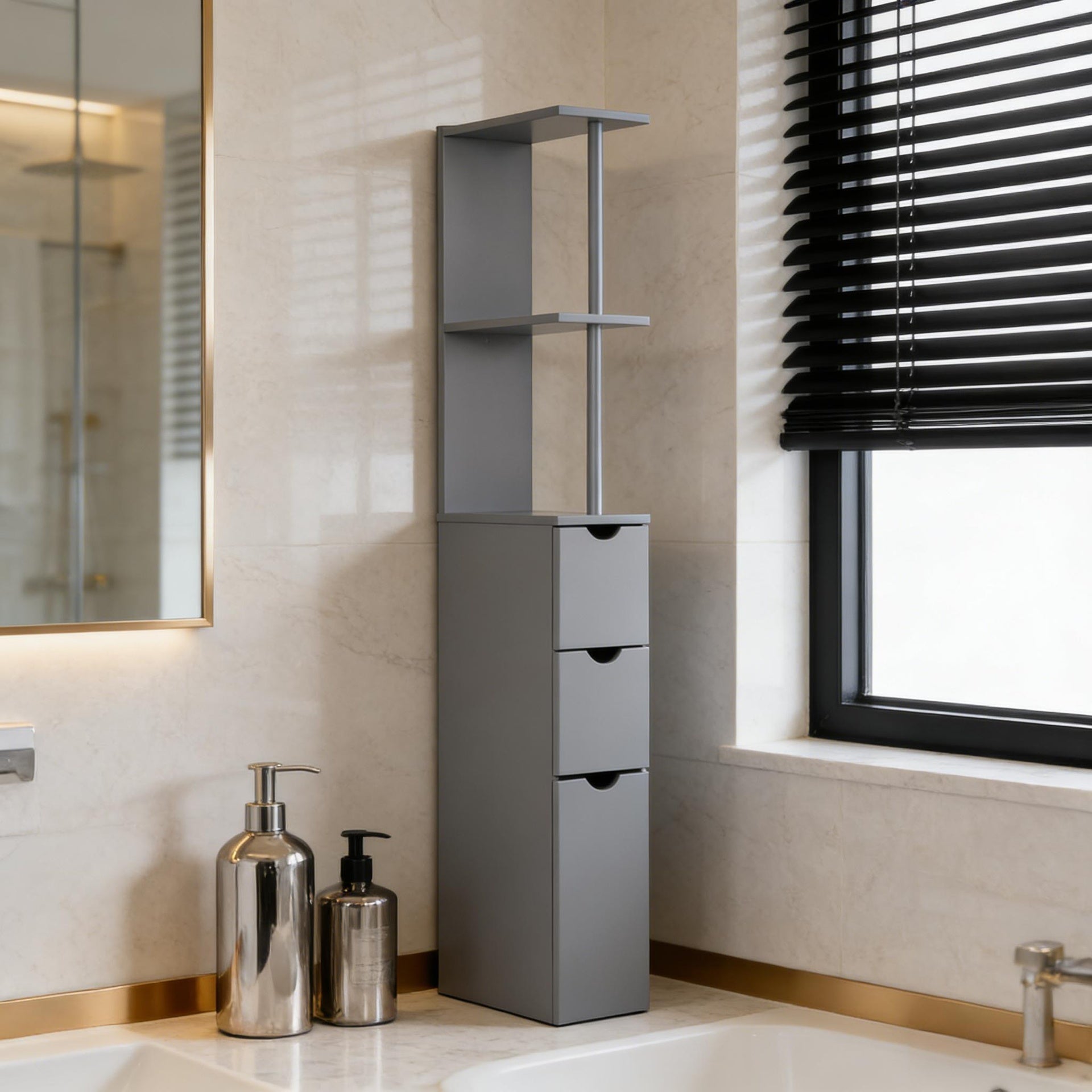 Storage Tower,Narrow Side Floor Organizer,Bathroom Storage Cabinet