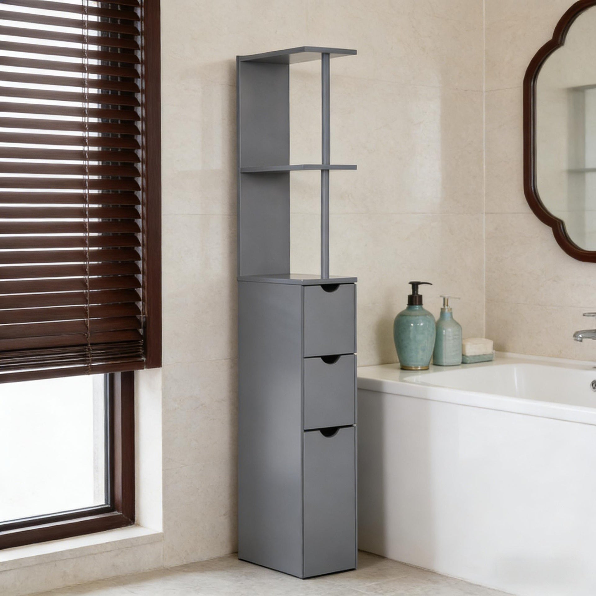 Storage Tower,Narrow Side Floor Organizer,Bathroom Storage Cabinet