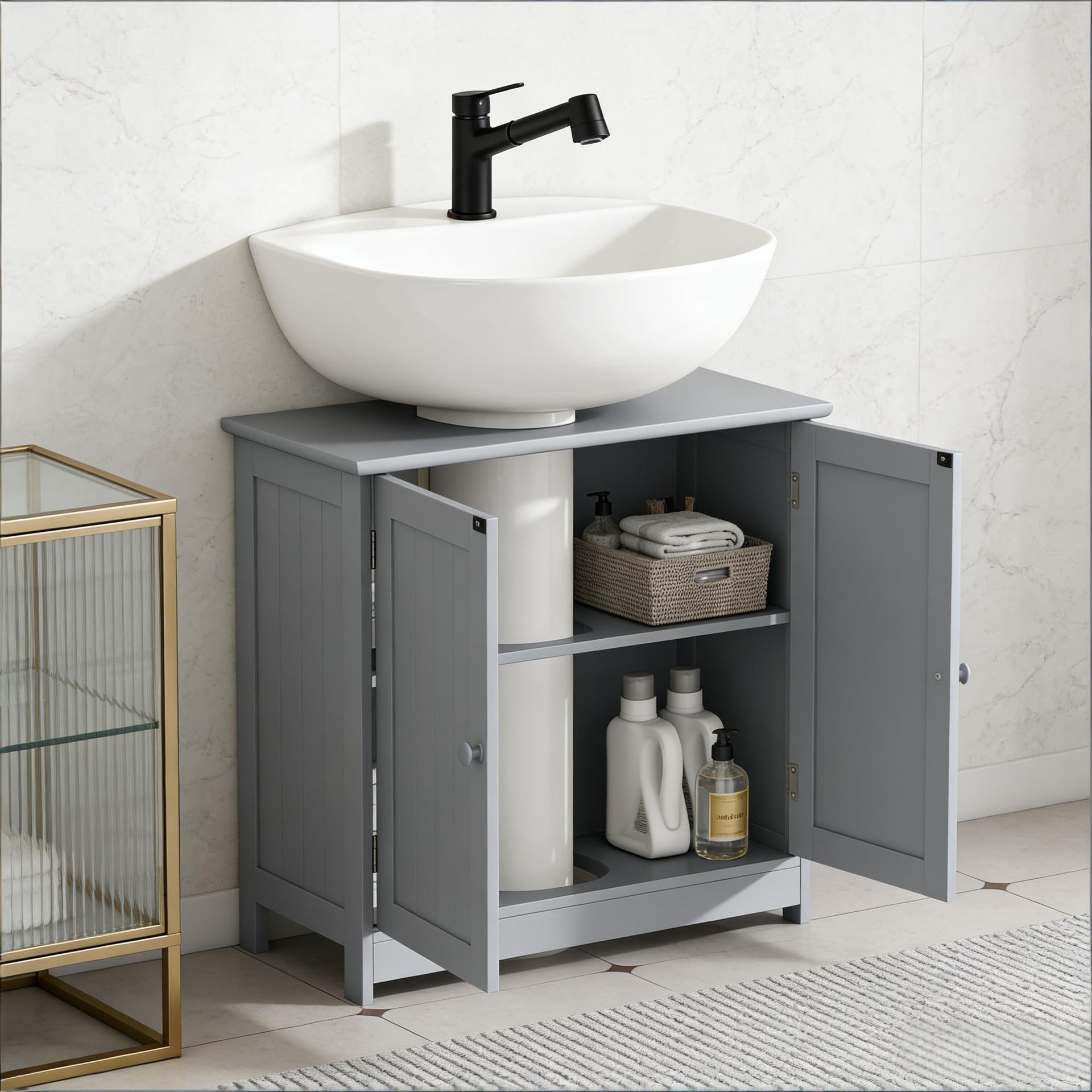 Modern Style Pedestal Sink Storage Cabinet,Bathroom Under Sink Cabinet