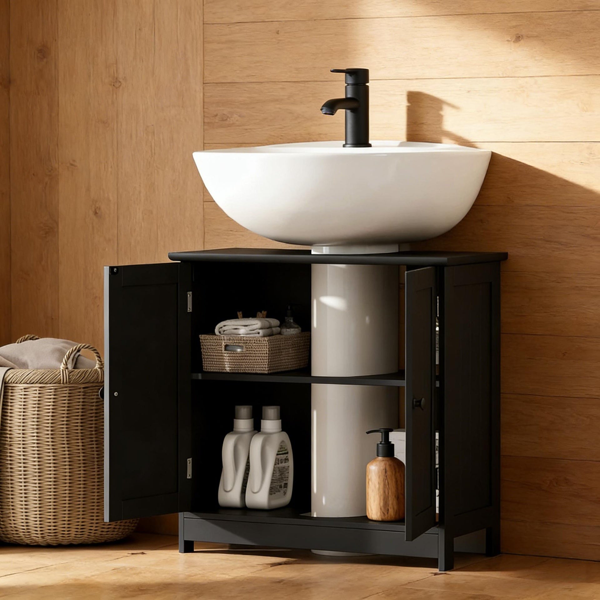 Modern Style Bathroom Under Sink Cabinet,Pedestal Sink Storage Cabinet