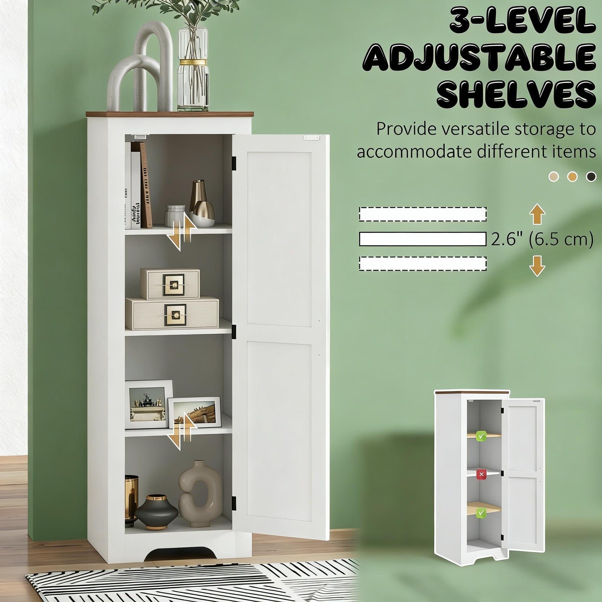 Living Room Floor Pantry Cabinet,Accent Cabinet,Freestanding Storage Cabinet