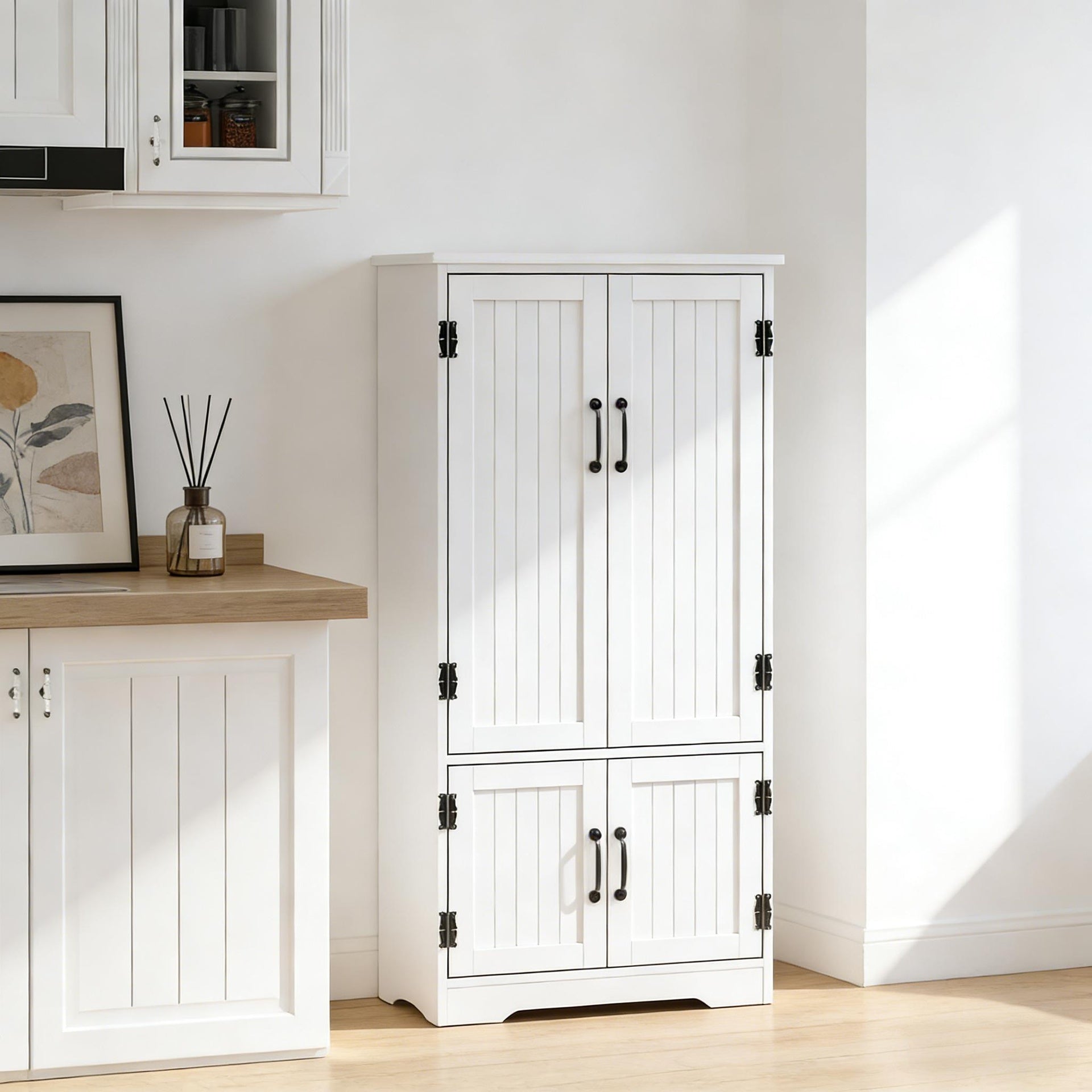 Freestanding Kitchen Pantry Cabinet,Farmhouse Home Cabinet,Accent Floor Storage Cabinet