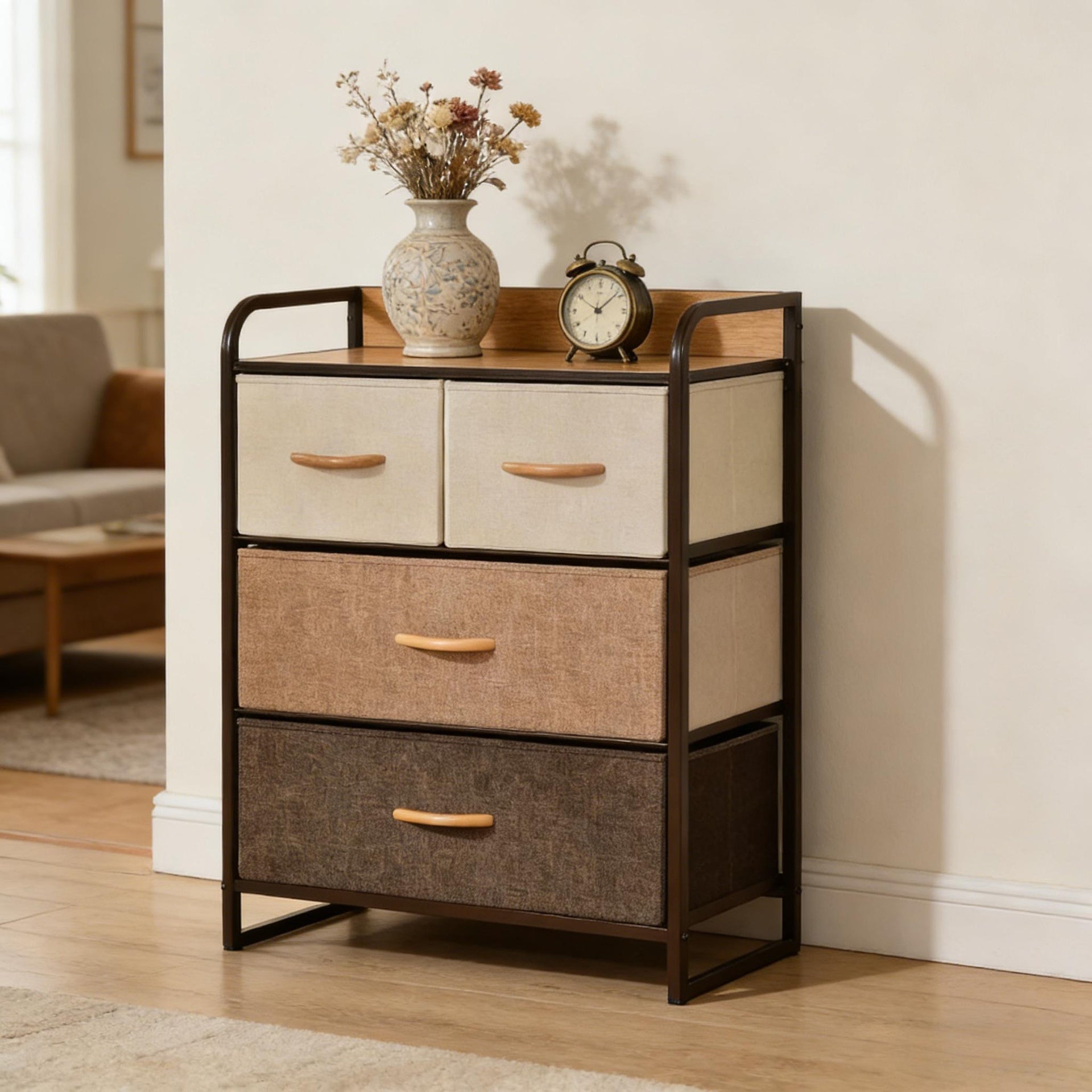 Freestanding Storage Dresser,3-Tier Storage Tower,Chic Storage Organization Unit