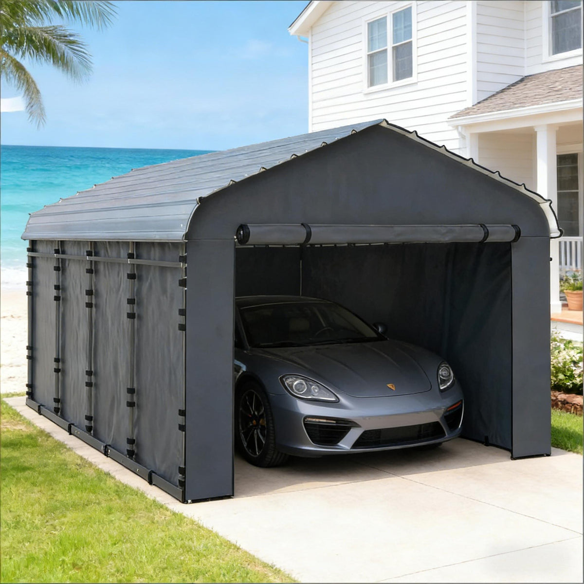 Practical Waterproof Replacement Side Wall Cover,Durable Carport Replacement Sidewall Panel(Only Carport Replacement Sidewall)