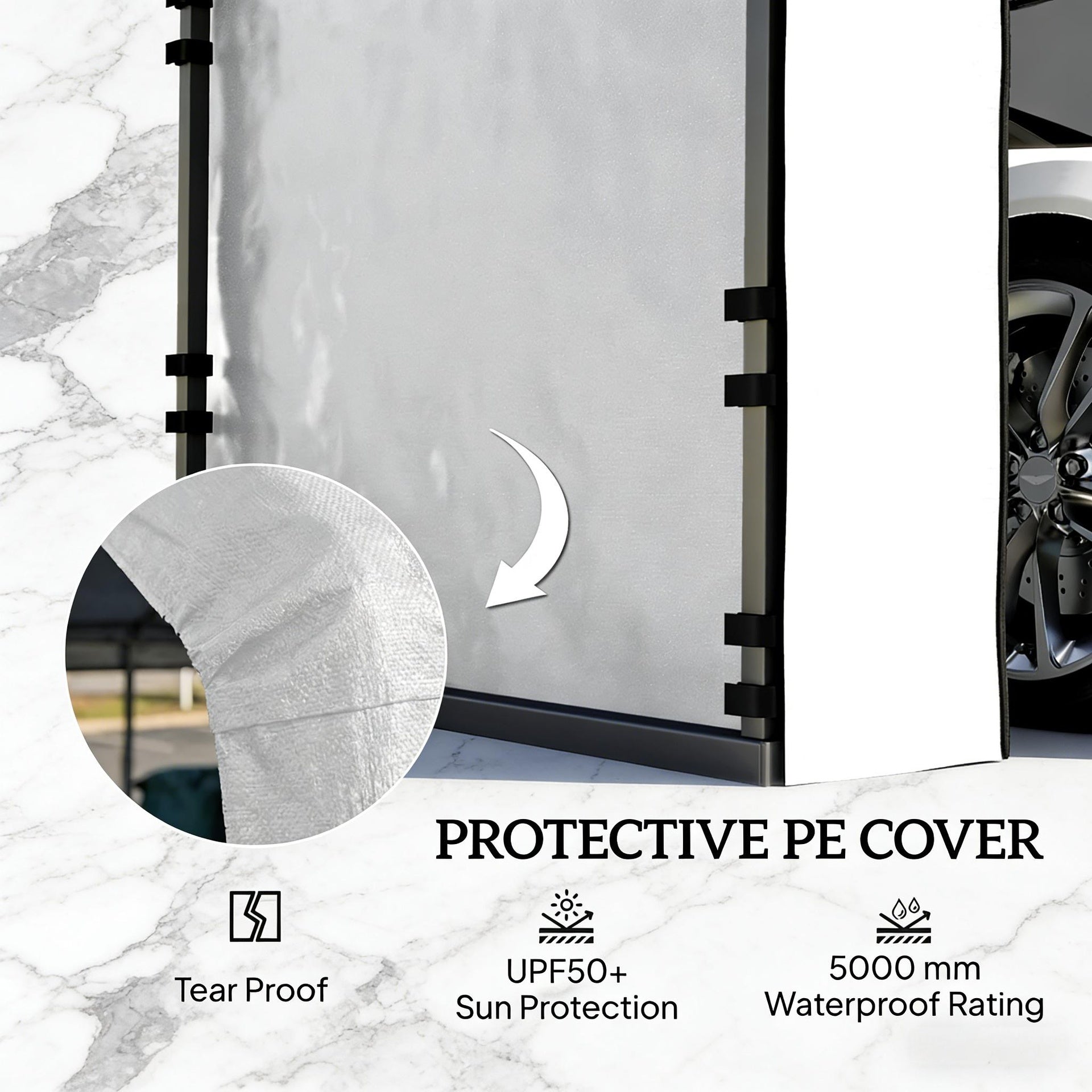 Durable Waterproof Replacement Side Wall Cover,Carport Replacement Sidewall Panel(Only Carport Replacement Sidewall)